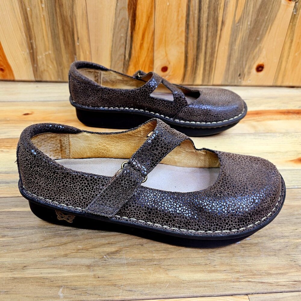 Alegria Mary Jane - Day 562 Sparkly Brown Snake Print Leather Size 42 / 11.5 - Picture 6 of 10